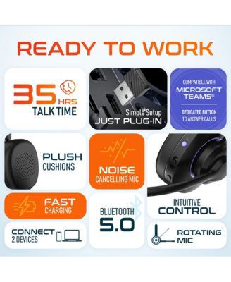 60X Wireless Headset with Noise Cancelling Microphone for Work, Bluetooth Headset for Calls with USB Dongle, Specially Designed for MS Team, Meet, Slack, Office Headset for Work