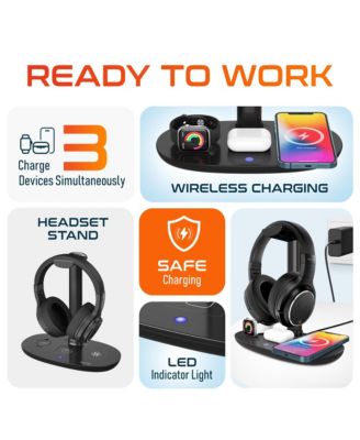 M101 Wireless Computer Headset with Wireless Charger & Desktop Holder