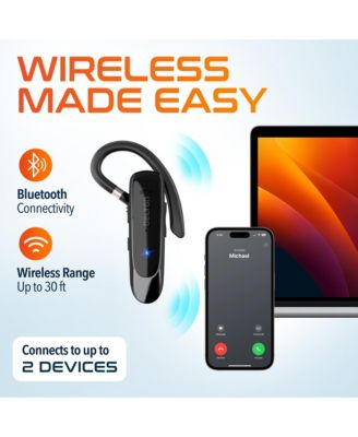 22X Wireless Mono Bluetooth Headset, Wireless Single Ear Headset With Built-In Two Microphones, Lightweight Bluetooth Phone Earpiece Compatible With PC, Laptop, Smartphone, Tablet, and MacBook, Black