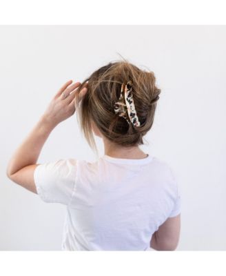 Large Claw Clip - Black + Coral Marble