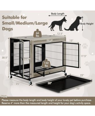 Industrial Dog Kennel with Flip-up Top 3 Lockable Doors and Removable Tray