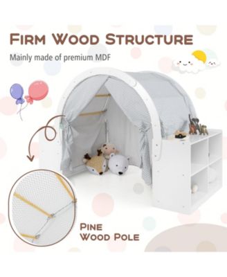 Kids Play Tent with Curtain Shades and 8 Cubbies