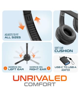 12Y Computer Headset with Microphone, In-Line Controls, Wired Headphones for PC/Laptop/Mac, Compatible with Microsoft Teams, Google Meet, and More - Black