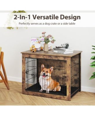 Dog Crate Furniture with Cushion and Double Doors for Small/Medium Dogs