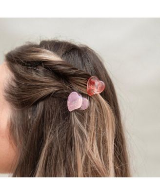  Mini Heart Clip Set - Red + Pink