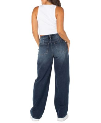 Juniors' High Rise Baggy Wide-Leg Curvy Jeans