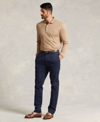 Men's Big & Tall Soft Cotton Long-Sleeve Polo Shirt