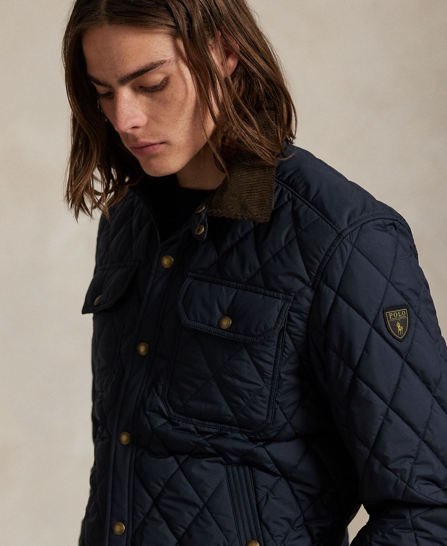 Мужская куртка Polo Ralph Lauren Beaton Quilted Water-Repellent Snap-Front, цвет: Тёмно-синий — фото 3
