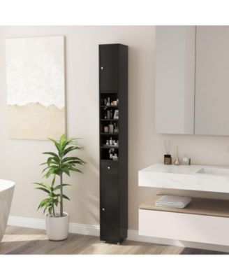 Freestanding Slim Bathroom Cabinet with Drawer and Adjustable Shelves