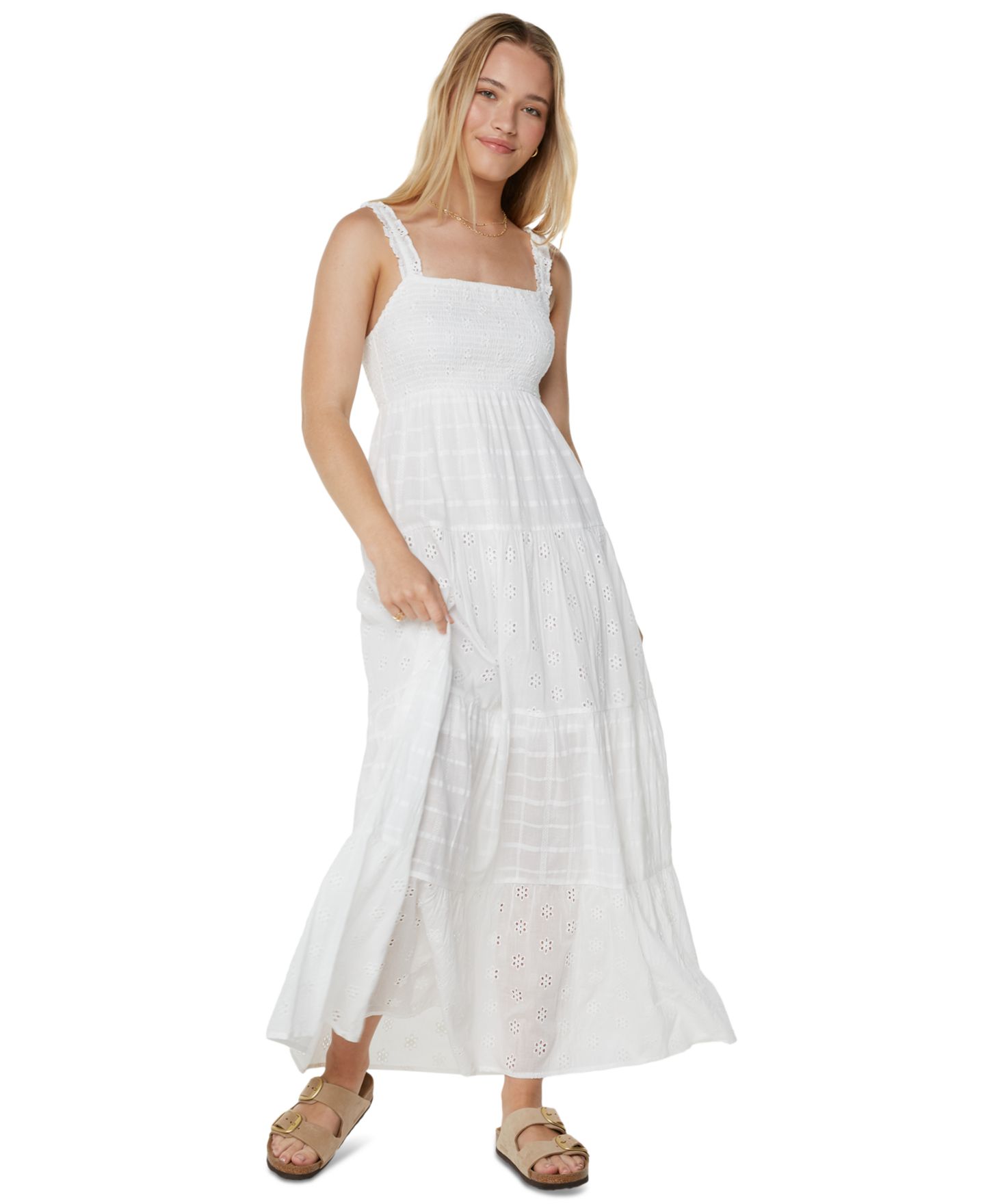 Женское платье Roxy Lily Bloom Cotton Sleeveless Maxi, цвет: Снежный белый однотонный — фото 3