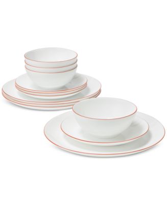 Arch Studio Opal Glass Rust Rim 12 Pc. Dinnerware Set, Service for 4