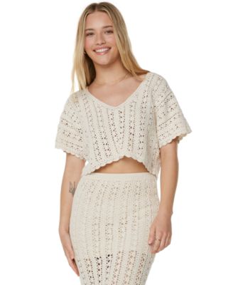 Roxy - Juniors' Sea Swirl Crochet Cotton Top