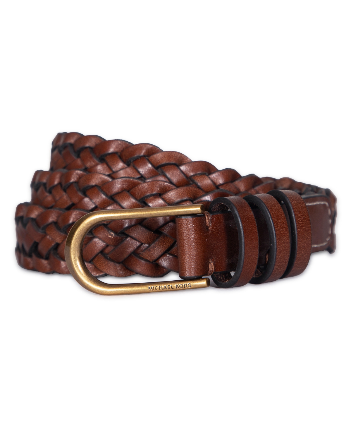 Micheal Kors Women's Braided Leather Belt - Luggage
