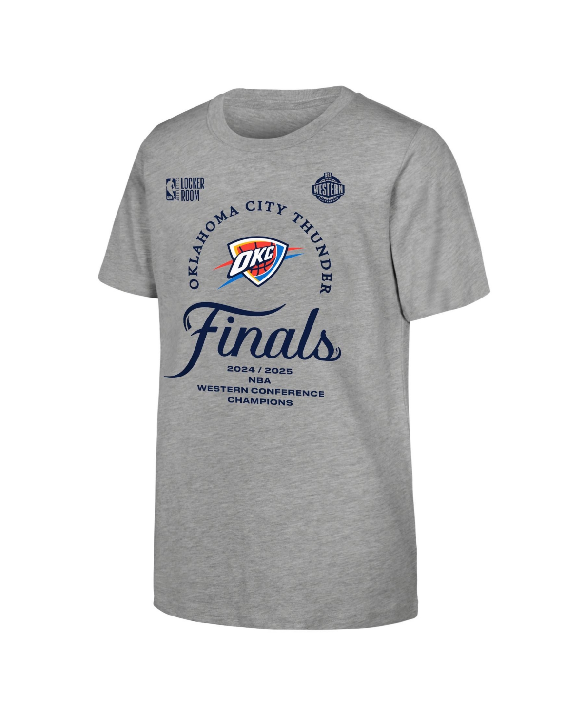 Fanatics Big Boys And Girls Gray Oklahoma City Thunder 2025 Nba Western Conference Champions Locker Room T-sh In Gray