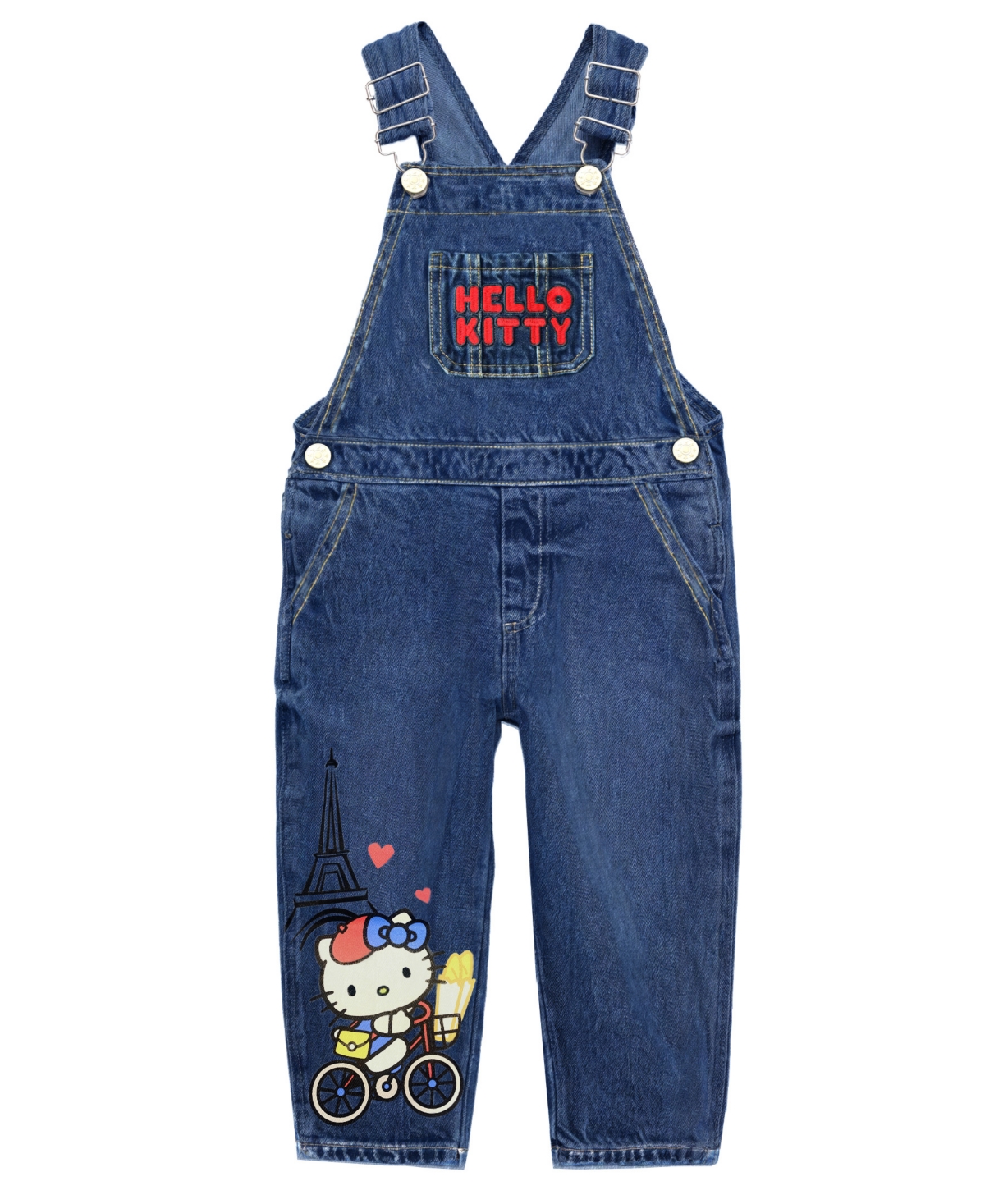 Hello Kitty Toddler And Little Girls 2-piece T-shirt And Denim Overall Set In Blue