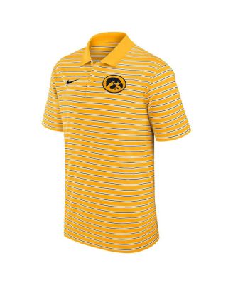 Men's Gold/White Iowa Hawkeyes Primetime Victory Striped Performance Polo Shirt