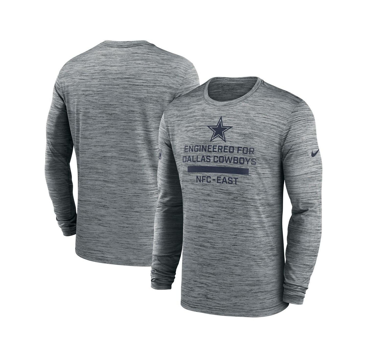 Men's Gray Dallas Cowboys Sideline Velocity Performance Long Sleeve T-Shirt