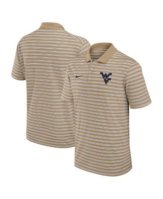 Nike - Men's Tan West Virginia Mountaineers Athletic Prep Striped Performance Polo Shirt