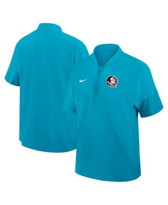 Nike - Men's Turquoise Florida State Seminoles 2025 Sideline Short Sleeve Quarter-Zip Coach Jacket