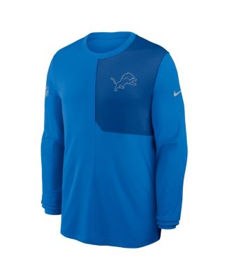 Nike - Men's Blue Detroit Lions Sideline Coach UV Performance Long Sleeve T-Shirt