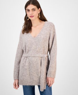 GUESS - Women's Kiyoka V-Neck Tie-Waist Long-Sleeve Sweater