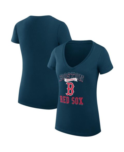 Женская футболка G-III 4Her by Carl Banks Navy Boston Red Sox Team Logo Graphic V-Neck Fitted