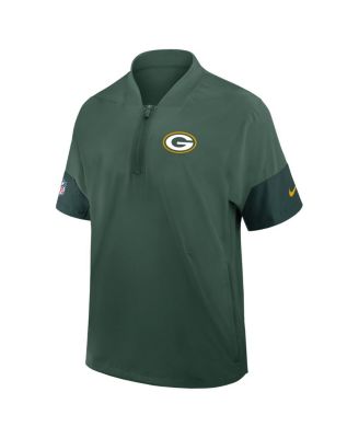 Men's Green Green Bay Packers Sideline Short Sleeve Quarter-Zip Performance Coach Jacket