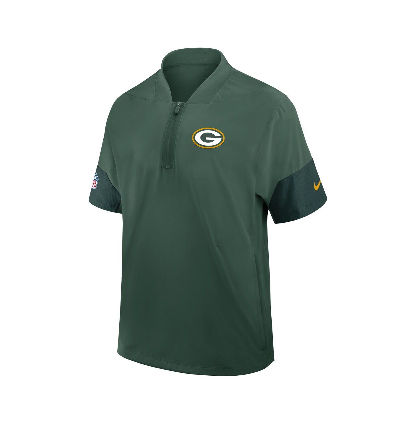 Мужская куртка Nike Green Green Bay Packers Sideline Short Sleeve Quarter-Zip Performance Coach — фото 2