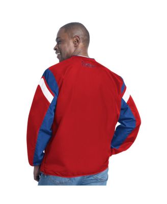 Men's Red Philadelphia Phillies Double Coverage V-Neck Pullover Sweatshirt