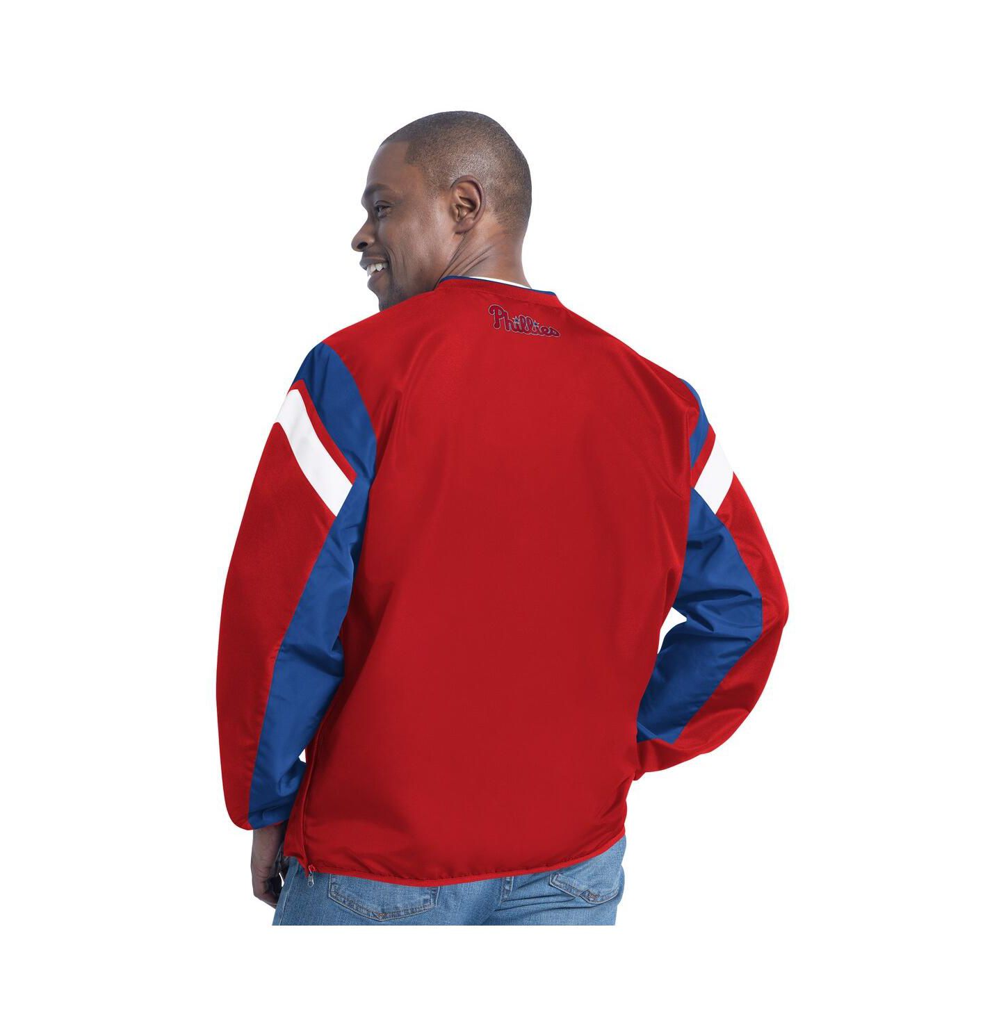 Мужская толстовка G-III Sports by Carl Banks Red Philadelphia Phillies Double Coverage V-Neck Pullover — фото 2