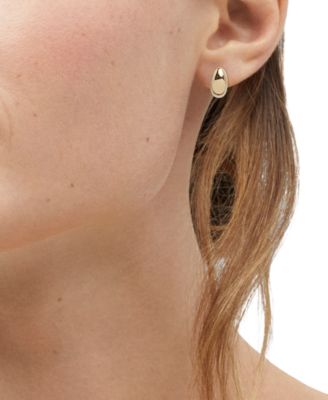 Polished C-Design Small Hoop Earrings in 14K Gold, 55"