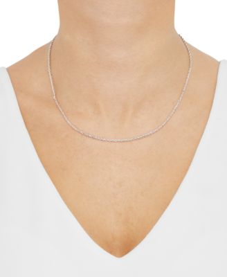 Rope Chain 18" Collar Necklace in 14k White Gold