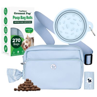 Walk Star Kit: 3-in-1 Dog Walk Bag & Bowl plus Matching 270 Refill Dog Poop Bags
