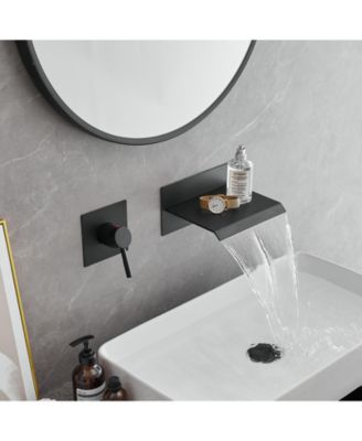 Single Handle Wall Mount Spout Waterfall Bathroom Faucet