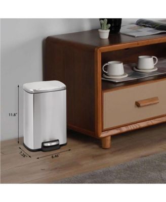 1.3 Gal./5 Liter Rectangular Stainless Steel Step-on Trash Can for Bathroom and Office