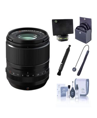 XF 23mm f/1.4 R LM WR Lens, Black, Bundle with 58mm Essentials Filter Kit, Lens Shade, Cleaning Kit, Lens Cap Tether