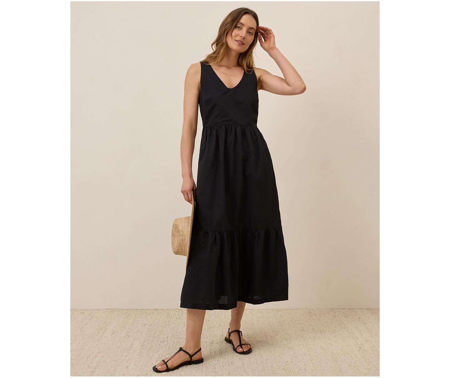 Женское платье Pact Organic Cotton Canopy Linen Blend Easy Tank Dress, цвет: Чёрный — фото 1