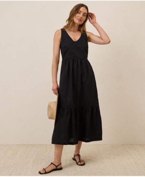 Женское платье Pact Organic Cotton Canopy Linen Blend Easy Tank Dress, цвет: Чёрный