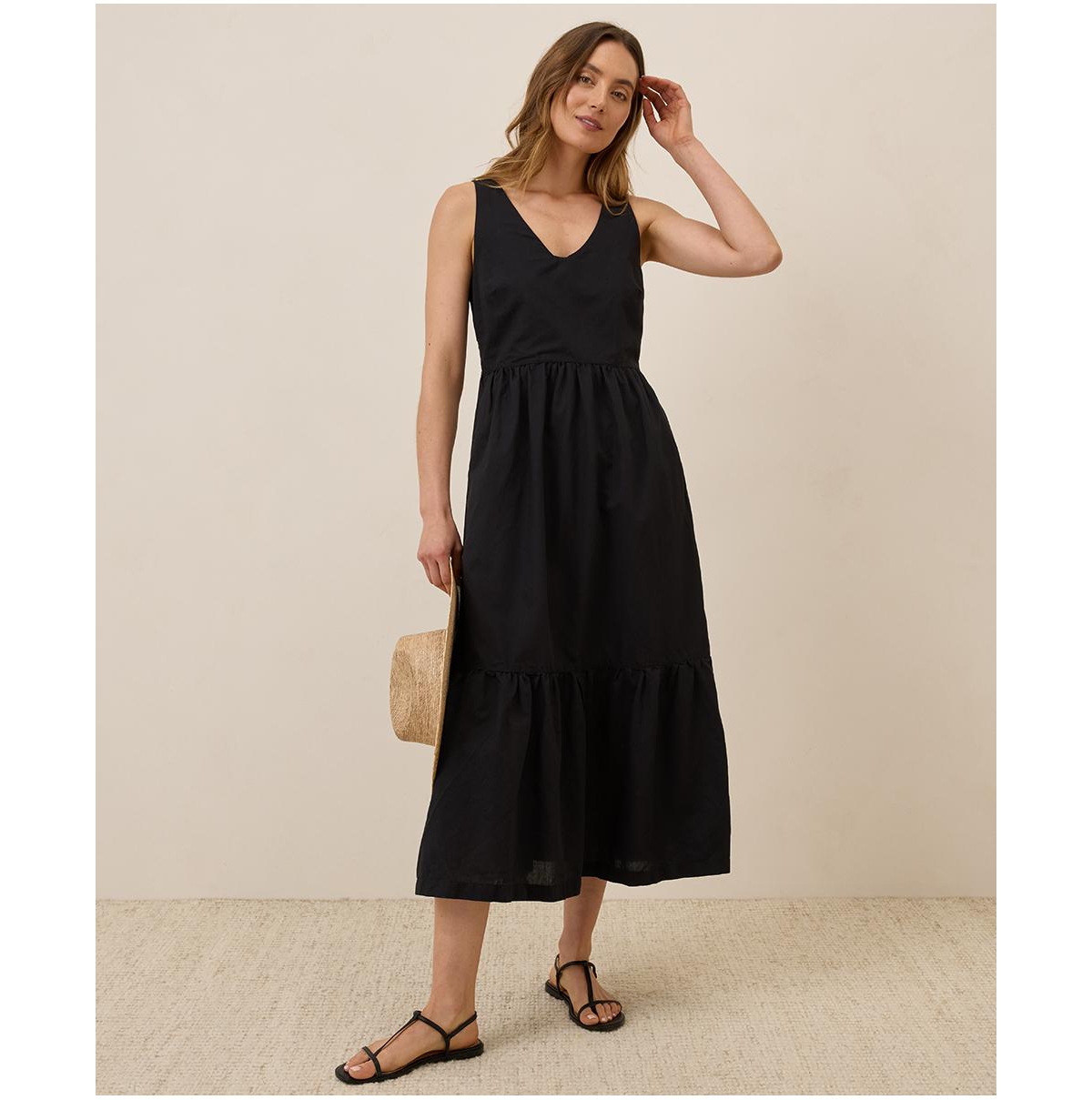 Women's Organic Cotton Canopy Linen Blend Easy Tank Dress - Hermosa stripe