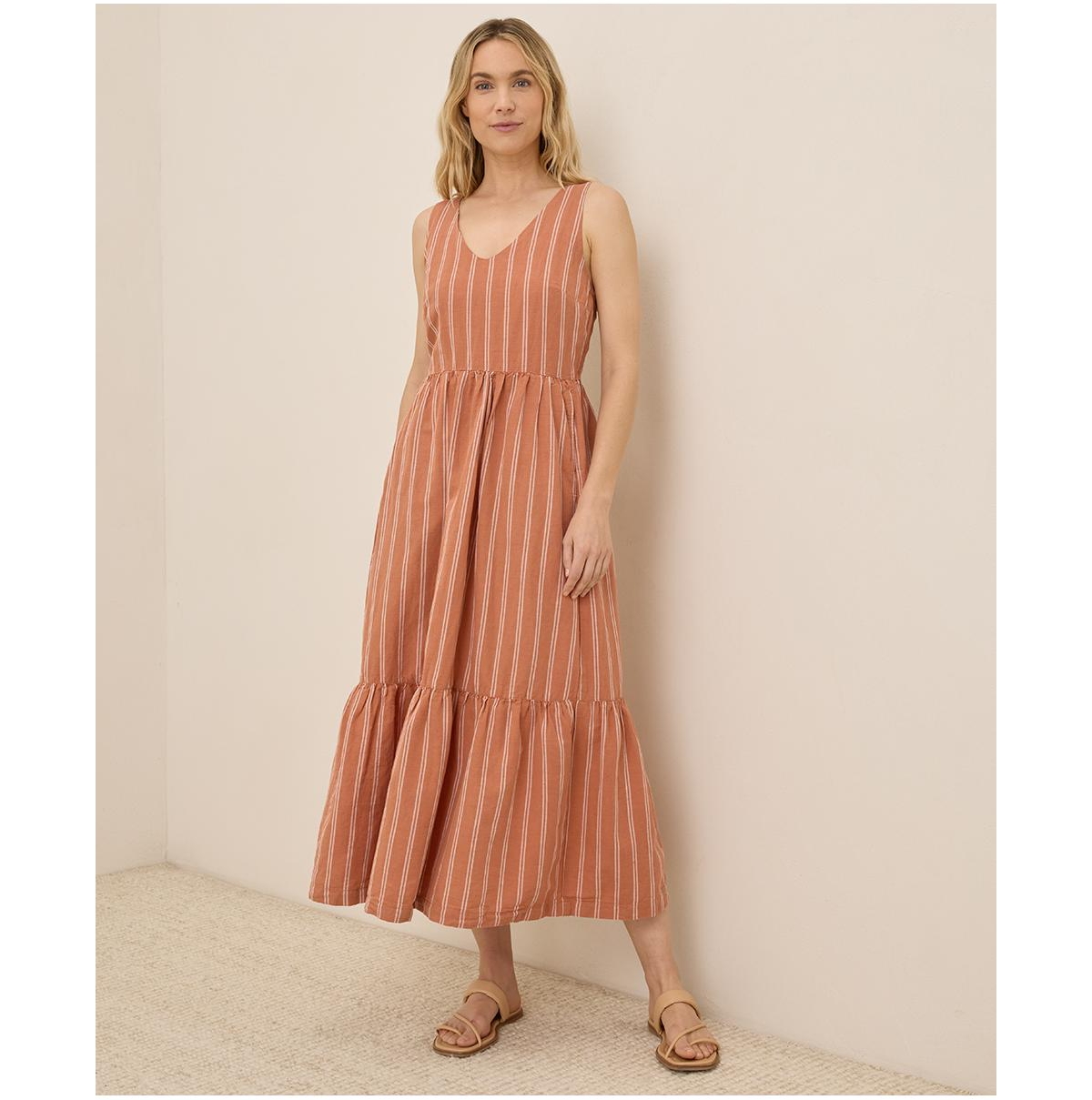 Women's Organic Cotton Canopy Linen Blend Easy Tank Dress - Hermosa stripe
