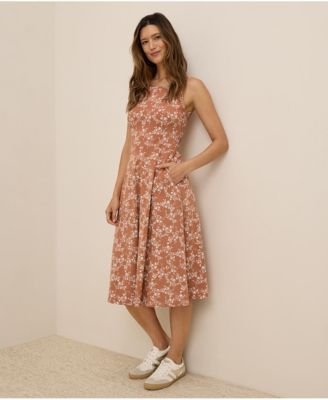 Women's Organic Cotton Fit & Flare Keyhole Back Dress