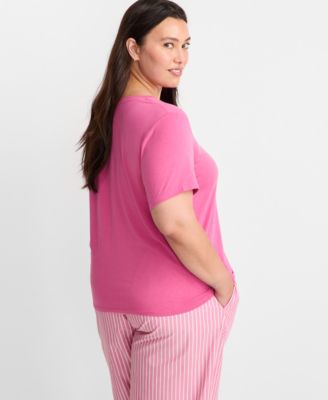 Women's Cotton Blend Short-Sleeve Sleep Tee XS-3X, Macy's Exclusive 