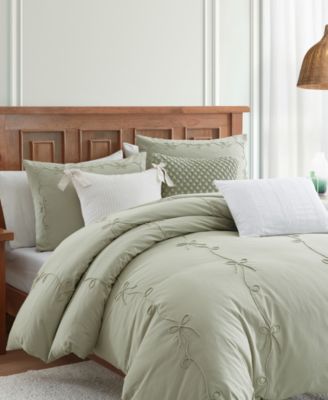 Sasha Bows Embroidered 3-Pc. Duvet Cover Set, Full/Queen