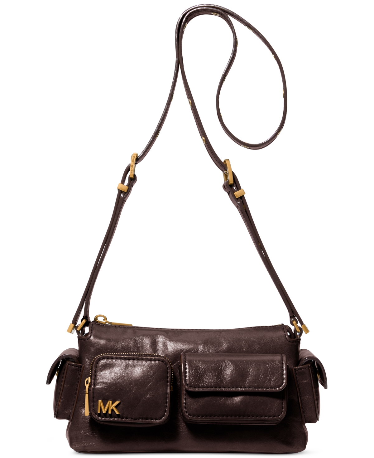 Michael Kors Michael  Dakota Small Leather Convertible Pocket Crossbody In Brown