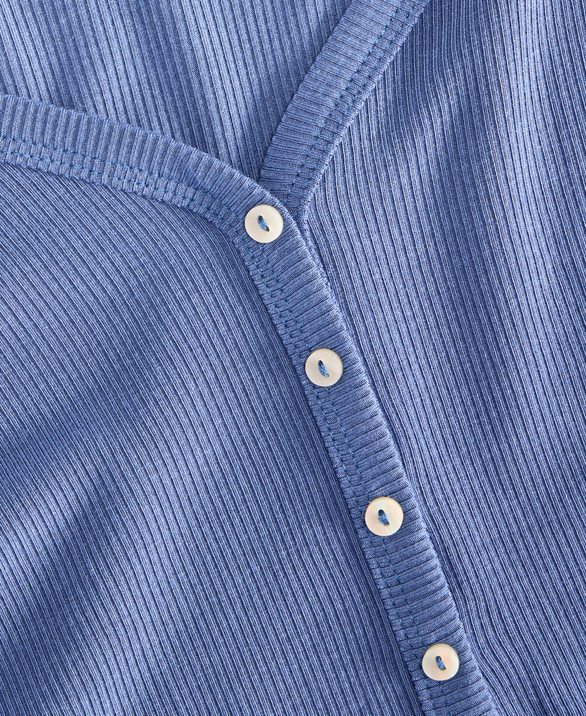 State Of Day Women's Long-sleeve Ribbed Henley Sleep Top Xs-3x, Created For Macy's In Blue