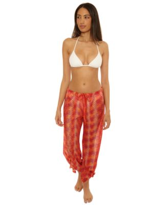 Women's Cancun Metallic Crochet Cover-Up Pants