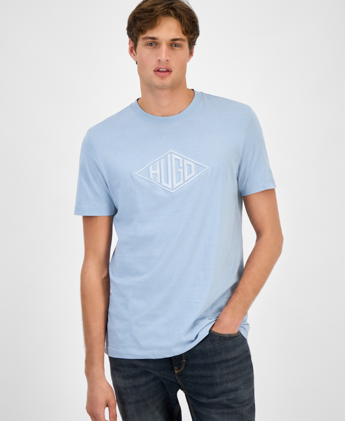 Hugo by Hugo Boss Men's Dalendi Cotton Logo T-Shirt - Open Blue