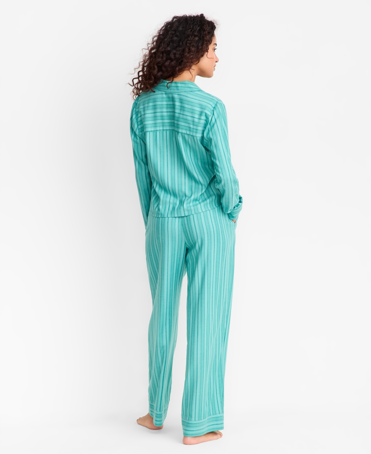 State Of Day Women's Flannel Pajama Set, Macy's Exclusive In Green