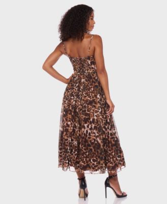 Juniors' Printed Chiffon Sleeveless Midi Dress