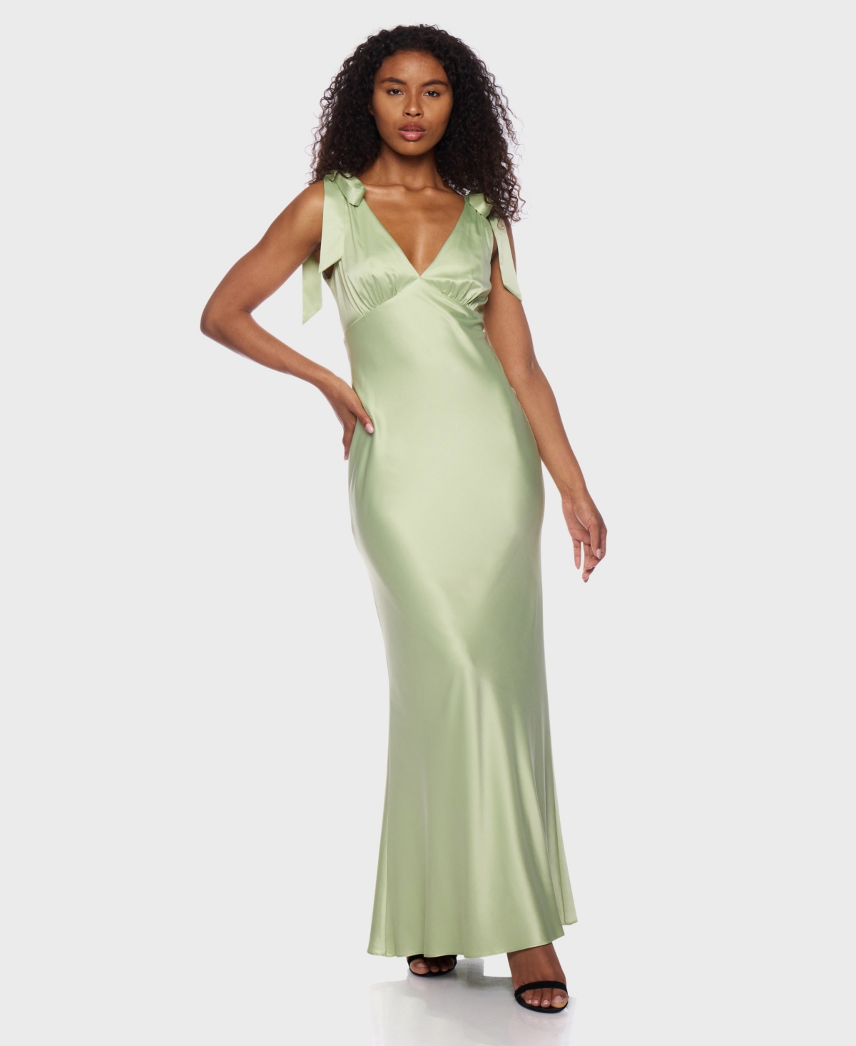 Juniors' Sleeveless Satin Maxi Dress - Soft Sage